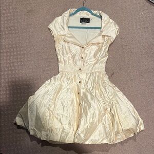 Cream silk Dress with Cap Sleeves